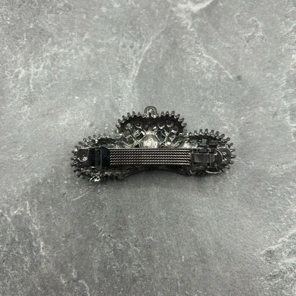 Navy Blue Rhinestones Barrette Hair Clip Accessory
